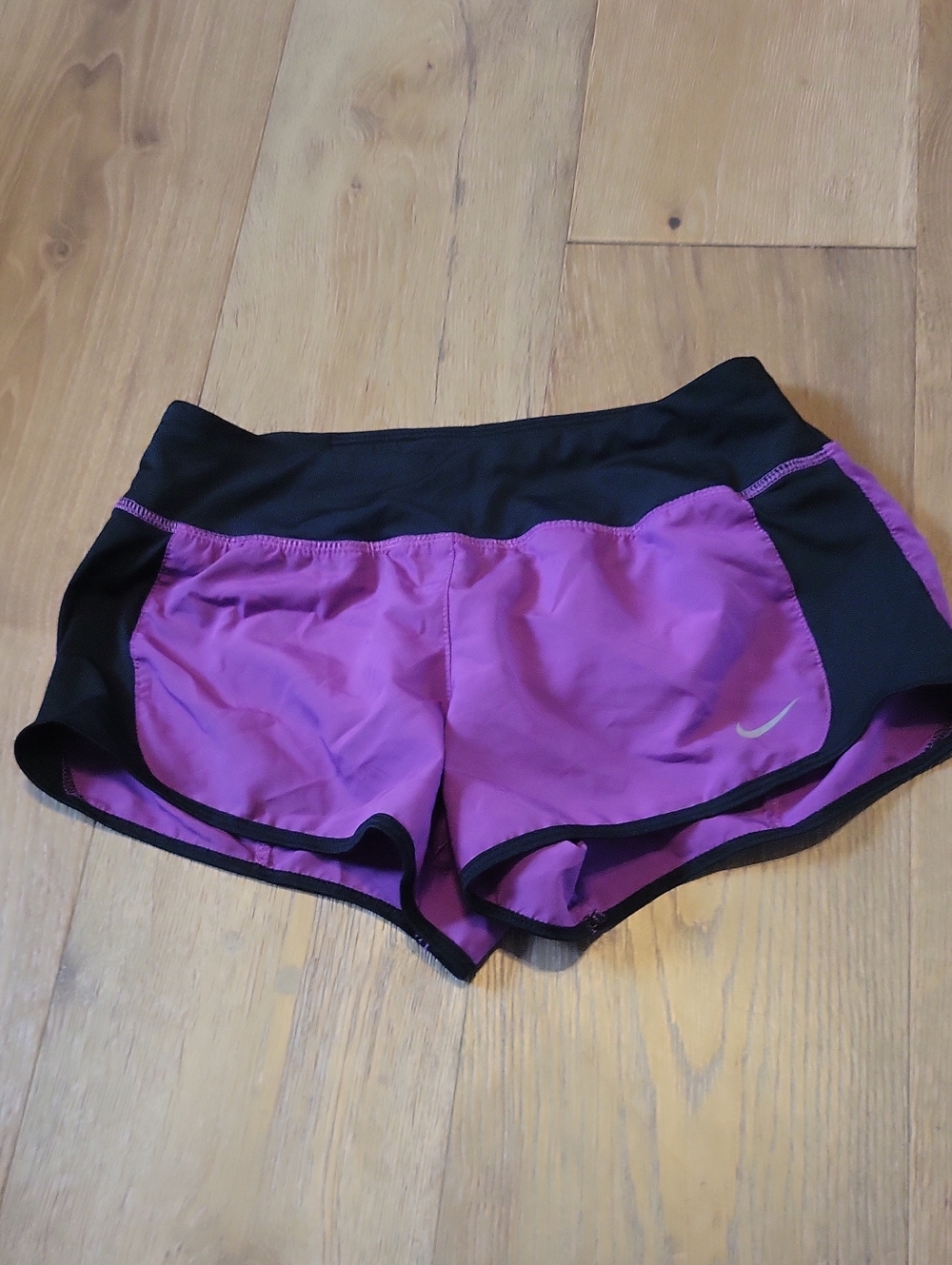 Nike Women's Purple Athletic Shorts with Black Waistband Small